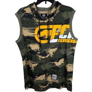 NWT Ecko Unlimited Green & Yellow Camo Short Sleeve Hoodie Size Large